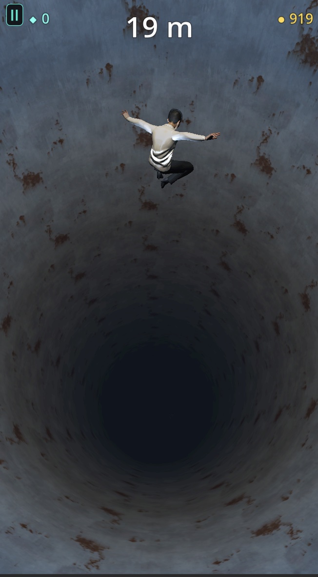 Gameplay: falling into the stone shaft